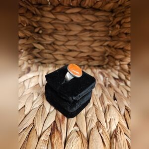 Carnelian Stone Ring With Silver Band